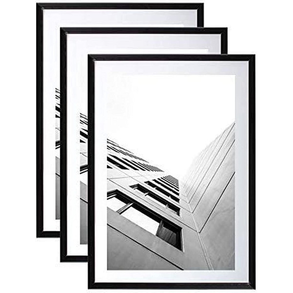 Cadre photo 40x60 cm Noir - lot de 3 - Vitre en Plexi