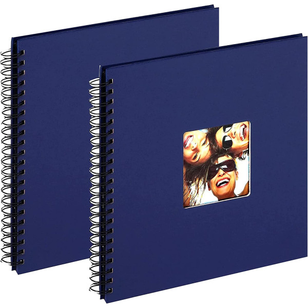Lot de 2 albums photos à spirales Bleus 40 pages noires